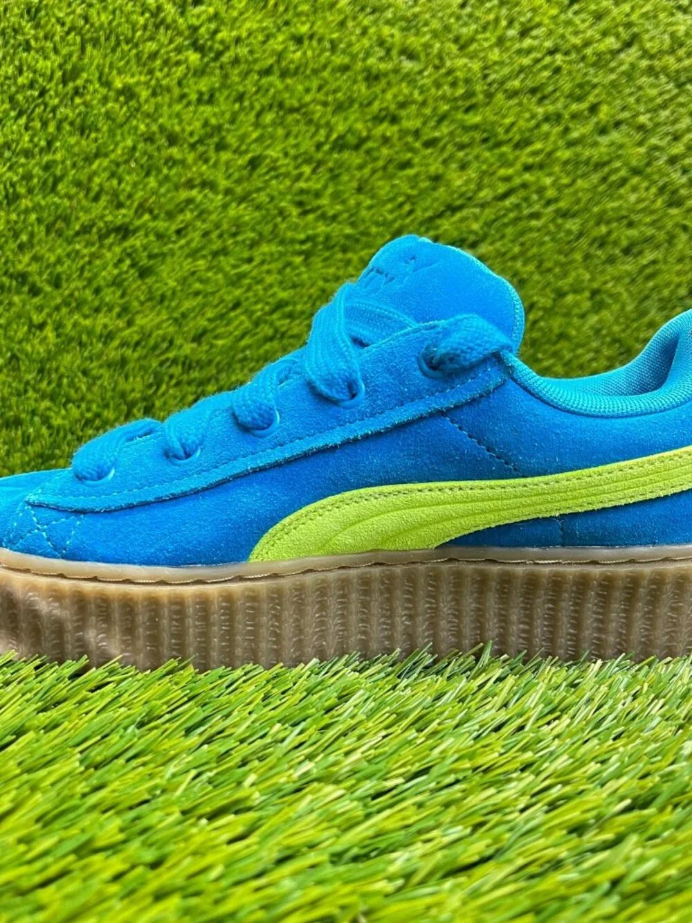 Puma x Fenty Creeper Phatty Girls Size 6Y Blue Green Gum Athletic Shoes Sneakers
